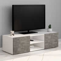 Mueble TV ELI blanco con puertas efecto hormigón 113 cm