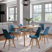 Lote de 6 sillas de comedor escandinavas SARA azul pato