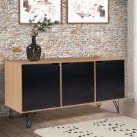 NOEMI Aparador bajo vintage de 3 puertas con pata de pasador de madera 113 cm