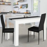 ROZY Mesa de comedor rectangular blanca y negra para 6 personas 110 cm