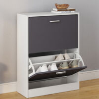 Mueble zapatero KLARK blanco con 2 puertas grises