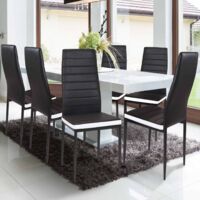Lote de 6 sillas de comedor ROMANE negras con cabezal blanco