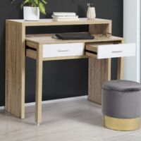 Escritorio extensible MAX en haya efecto madera y blanco