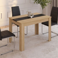 ROZY mesa de comedor 6 personas imitación haya y negro 110 cm