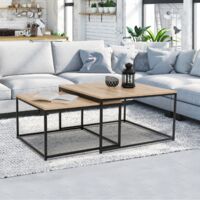Lote de 2 mesas de centro nido DETROIT 60/70 de diseño industrial