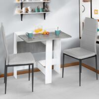Consola plegable EDI para 2-4 personas, blanca, con tablero efecto hormigón 103 x 76 cm