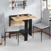 Consola plegable EDI, 2-4 personas, madera negra, tablero imitación haya, 103 x 76 cm