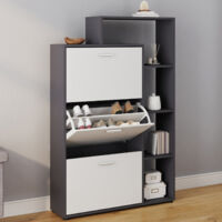 Mueble zapatero KLARK gris 3 puertas blanco con estante