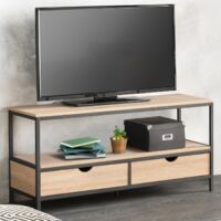 DETROIT Soporte de TV de 2 cajones de diseño industrial 113 cm