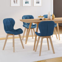 Lote de 4 sillas de comedor ROBINE de tela azul pato