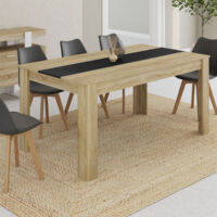 GEORGIA mesa de comedor para 8 en imitación haya y negro 160 x 90 cm