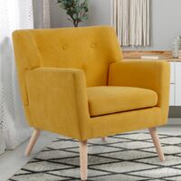 Sillón escandinavo LIV en tejido amarillo mostaza
