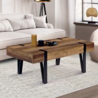Mesa de centro AUSTRIA con 1 cajón de madera y base de pasador