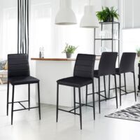 Lote de 4 taburetes ROMANE de PVC negro diseño contemporáneo sillas de bar tapizadas
