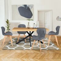 Lote de 4 sillas de comedor ROBINE de tela gris oscuro