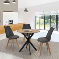 ALIX mesa de comedor redonda para 2 a 4 personas, de madera y pata de araña negra 80 cm