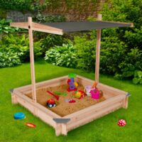 Arenero KIDS de madera con techo corredizo gris