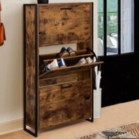 Mueble zapatero DAYTON 3 puertas efecto envejecido de diseño industrial