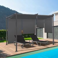 Pérgola edición especial techo retráctil 3x4 M y 4 toldos gris antracita
