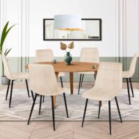 Lote de 6 sillas de comedor de terciopelo beige MILA