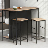 DETROIT conjunto de mesa de bar y 2 taburetes de diseño industrial