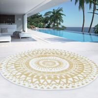Alfombra de exterior ROUND natural y blanca D.150 CM