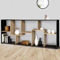 Estantería TANIA de doble posición en imitación madera de haya y negro L 161 cm