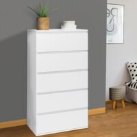 Cómoda semanal TOMI 5 cajones chiffonier 60 cm madera blanca