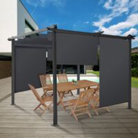 Juego de 2 estores enrollables An. 124 x Al. 225 CM para pérgola gris antracita