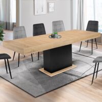 Mesa de comedor extensible EDEN 6-10 personas madera y negro 160-200 cm