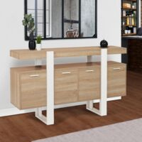 PHOENIX XXL Aparador 4 puertas, madera y blanco 160cm