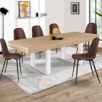 Mesa de comedor PHOENIX para 8 en madera y blanco 200 cm