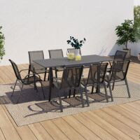 Conjunto de muebles de jardín POLY mesa extensible 90-180 cm y 8 sillas gris oscuro