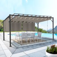 Pérgola LUXE CEFALU 3x4 M lamas orientables y 4 toldos topo