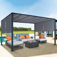 Pérgola corredera 2 caras 3x4 M cenador de jardín tejido gris antracita