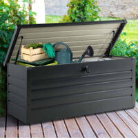 Caja metálica de jardín con cerradura gris antracita 600L 165x70x63 cm