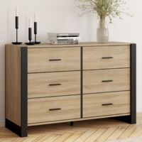 ONYX Arcón de 6 cajones 115 cm madera y negro
