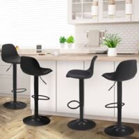 Lote de 4 taburetes de bar negros de diseño KARL con patas negras