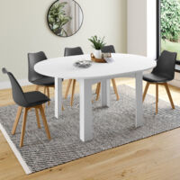 DONA mesa de comedor redonda extensible 4-8 personas blanco 120-160 cm