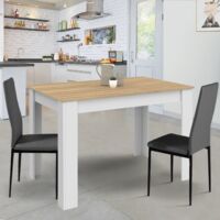 Mesa de comedor rectangular ROZY 6 personas tablero de haya blanca 110 cm