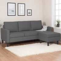 Sofá esquinero 3 plazas MARIUS 200 cm reversible gris antracita