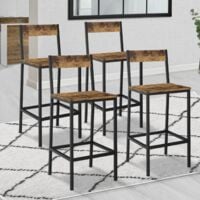 Lote de 4 taburetes de bar DAYTON con respaldo silla de cocina de diseño industrial