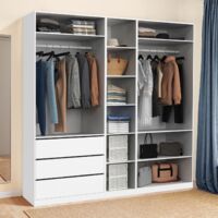TAYLOR armario modular 200 x 55 x 200 cm 3 módulos con armarios + estantes + cajones blanco