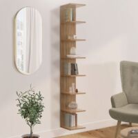 Estantería de pared CHIARA de doble posición con 8 baldas efecto haya 190 cm