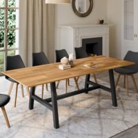 MADELEINE mesa de comedor rectangular extensible 6-12 personas madera y negro 160-240 cm