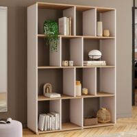 JENA Estantería de 4 niveles en blanco y efecto madera H.143 cm