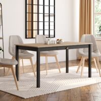 ISIS mesa de comedor rectangular para 8 personas con cajón de madera y negro 150 cm