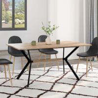 Mesa de comedor rectangular LOUISON 8 personas madera y negro diseño industrial 160 cm
