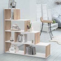 Librería escalera LINA blanca y haya