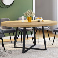 SELMA mesa de comedor redonda extensible 4-8 personas madera y negro 110-150 cm